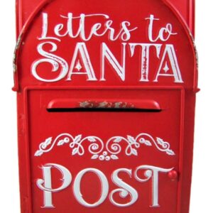 Wowser Distressed Hand Painted Red Metal Letters to Santa Mail Post Box, 15 1/4 Inch