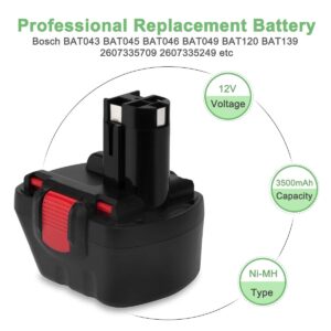 Hanaix 12V 3.5 Ah Replacement Battery PSR 12 for Bosch BAT043 BAT045 BAT046 BAT049 BAT120 BAT139 2607335261 2607335274 2607335375 2607335415 2607335454 2607335541 2607335675 PSR 12VE-2 GSB 12