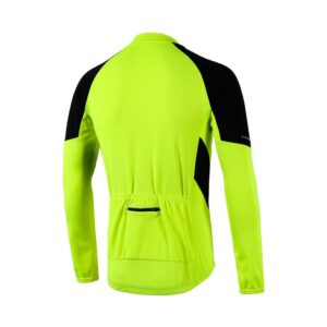 BERGRISAR Men's Basic Cycling Jerseys Long Sleeves Bike Bicycle Shirt Zipper Pockets BG012 Yellow Size X-Large