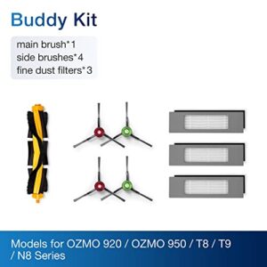 Ecovacs Deebot Accessory Pack (Replacement Brushes and Filters) for Model OZMO 920/950/T5/T8/T8 AIVI/ N7 N8 Pro+, New, White