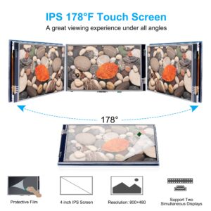 Miuzei Raspberry Pi 4 Touchscreen with Case Fan, 4 inch IPS Touch Screen LCD Display, 800x480 HDMI Monitor for RPI 4b 8gb/4gb/2gb with Touch Pen (Support Raspbian/Kali/Octopi/Ubuntu)- No Raspberry Pi