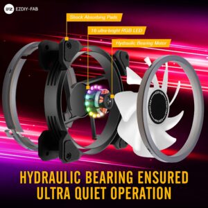 EZDIY-FAB 120mm Computer Case Fan,Motherboard Aura Sync Fan,High Airflow,Speed Adjustable,ARGB Fan with Fan Hub and Remote-3 Pack