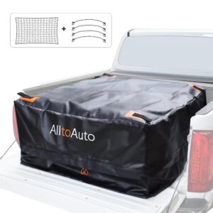 AlltoAuto Truck Bed Cargo Bag with Cargo Net, 100% Waterproof 600D Heavy Duty, Fits Any Truck Size (51''x40''x22'') 26 Cubic Feet, Simple and Convenient for Installation