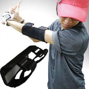 golf elbow swing trainer, adjustable golf swing training aid elbow, straight arm golf training aid, posture correction brace of golf swing for beginners training women and men