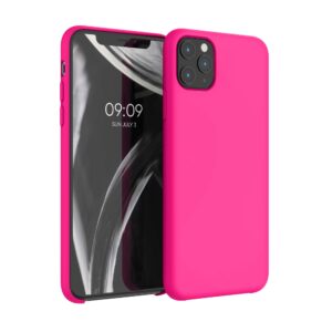 kwmobile case compatible with apple iphone 11 pro max case - tpu silicone phone cover with soft finish - neon pink