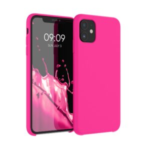 kwmobile case compatible with apple iphone 11 case - tpu silicone phone cover with soft finish - neon pink