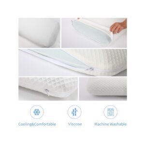 DLIGHT BD Slim 3.2" Stomach Sleeping Memory Foam Pillow-Thin, Flat, Soft Yet Supportative for Belly, Back& Stomach Sleepers