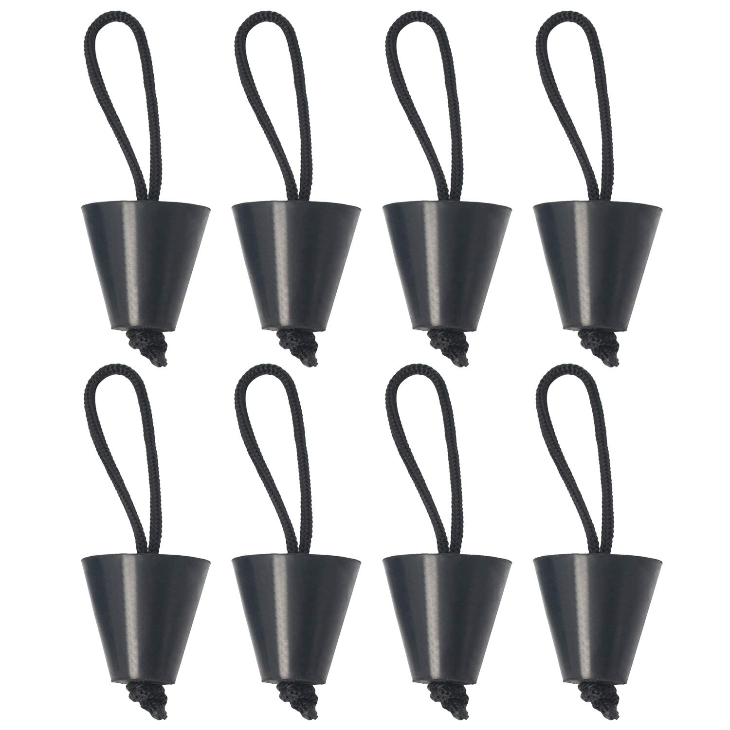 NovelBee 8 Piece of Universal Kayak Scupper Plug with Lanyard Fits 3/4" to 1.5" scuppers or scupper Holes,Color:Black