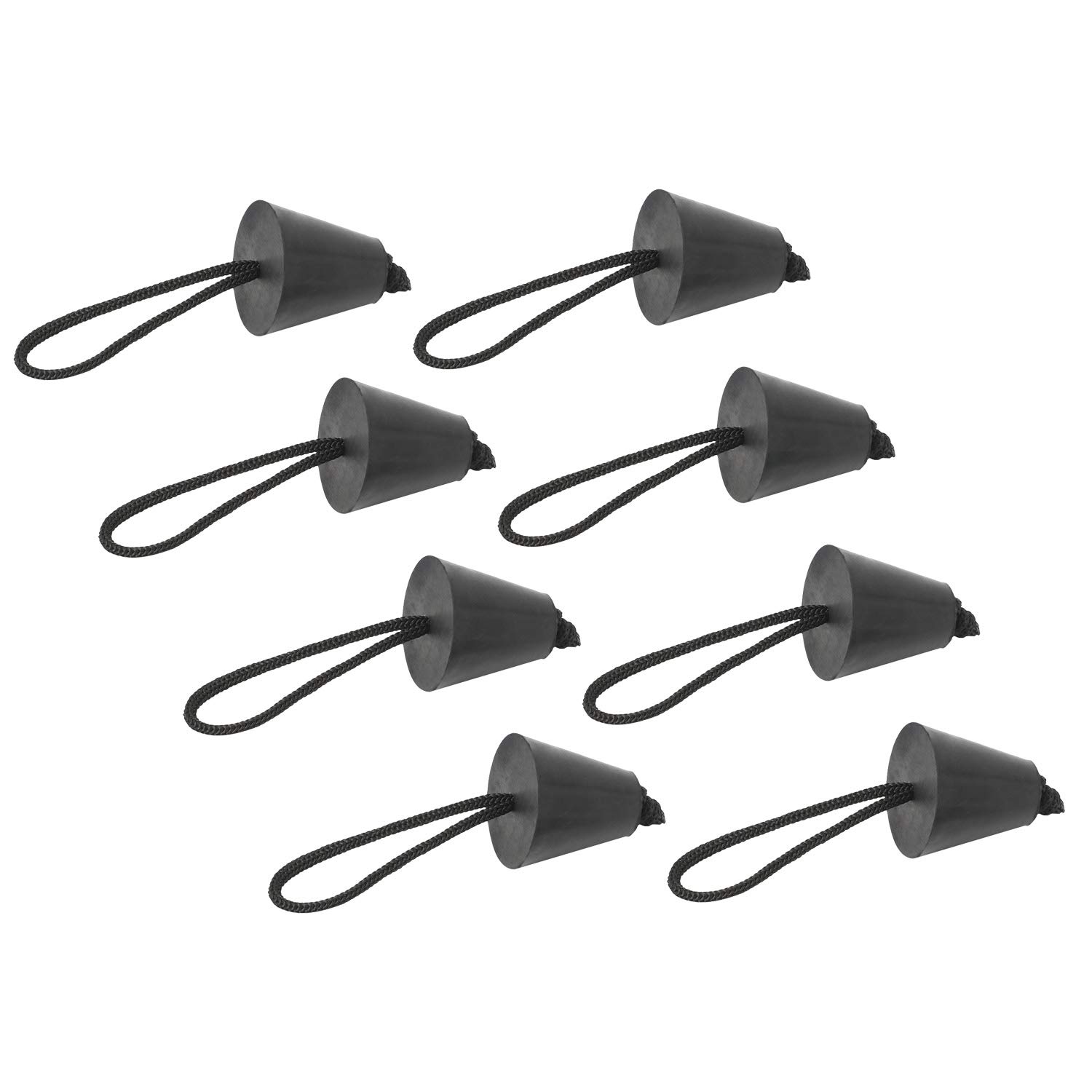 NovelBee 8 Piece of Universal Kayak Scupper Plug with Lanyard Fits 3/4" to 1.5" scuppers or scupper Holes,Color:Black