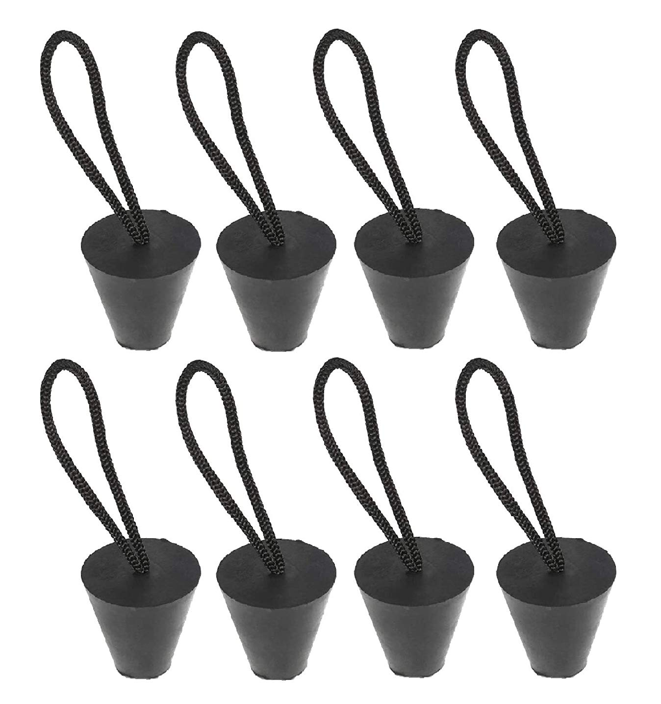 NovelBee 8 Piece of Universal Kayak Scupper Plug with Lanyard Fits 3/4" to 1.5" scuppers or scupper Holes,Color:Black