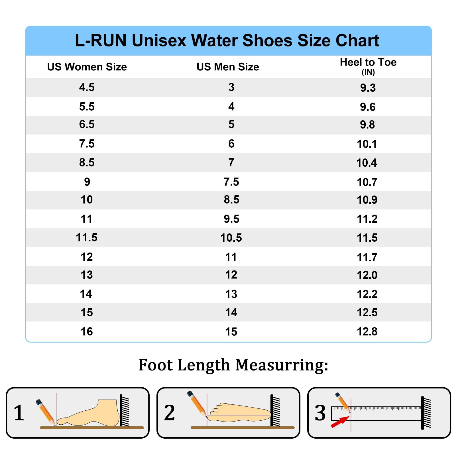 L-RUN Mens Water Shoes Swim Surf Beach Pool Shoes Black M US (Women 12, Men 11)=EU44