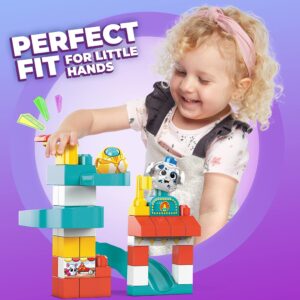 Mega Bloks Peek A Blocks Amusement Park with Big Building Blocks, Building Toys for Toddlers (30 Pieces)