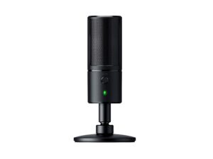 razer seiren emote streaming microphone: 8-bit emoticon led display, stream reactive emoticons, hypercardioid condenser mic, built-in shock mount, height & angle adjustable stand, classic black