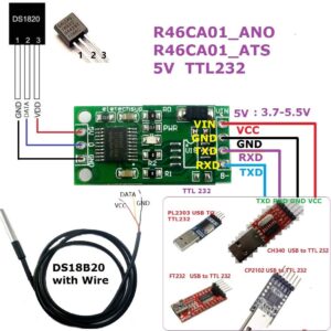 DS18B20 Modbus Rtu RS485 RS232 TTL Temperature Sensor Board Remote Acquisition Monitor Digital Thermometer Module (5V TTL232 NO)