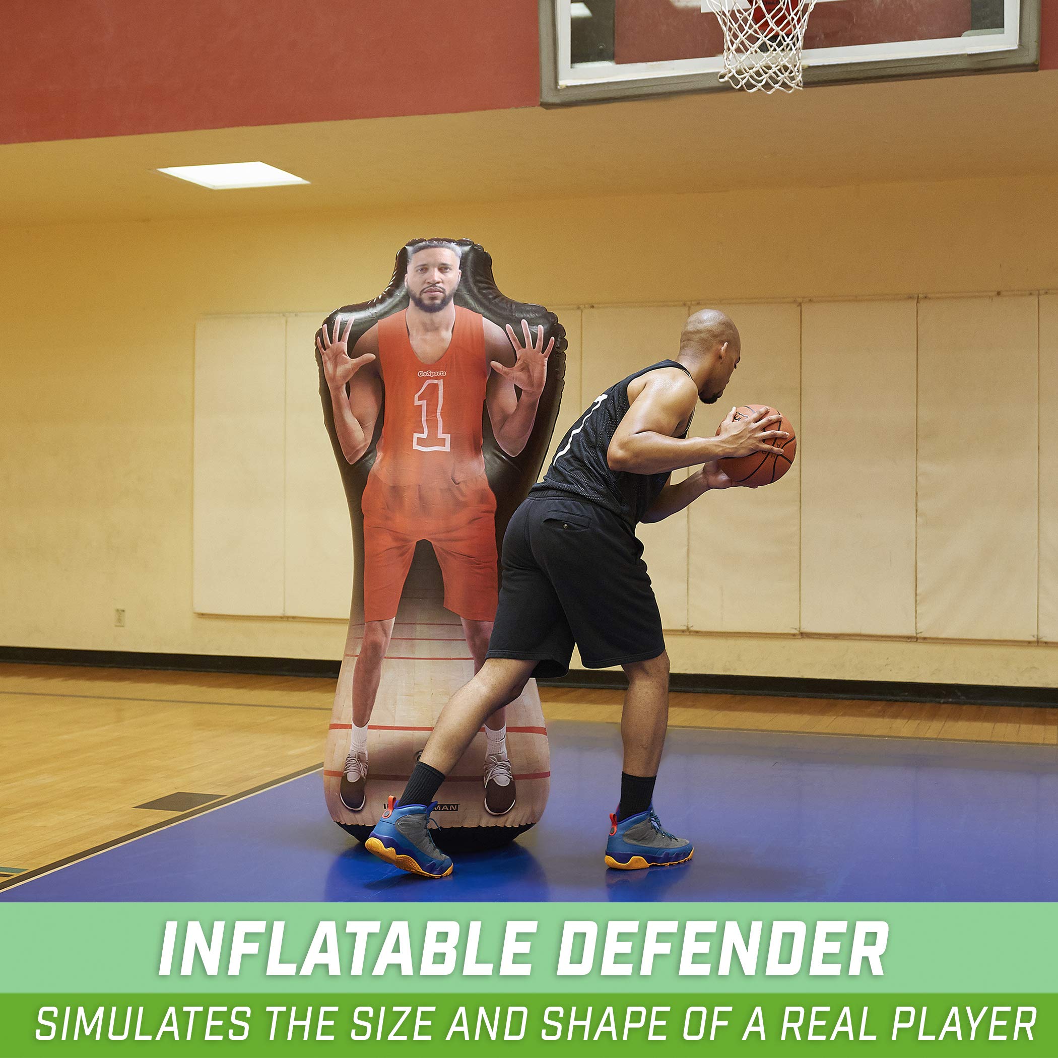 GoSports Inflataman Basketball Defender Training Aid - Weighted Defensive Dummy for Shooting, Dribbling and Driving Drills