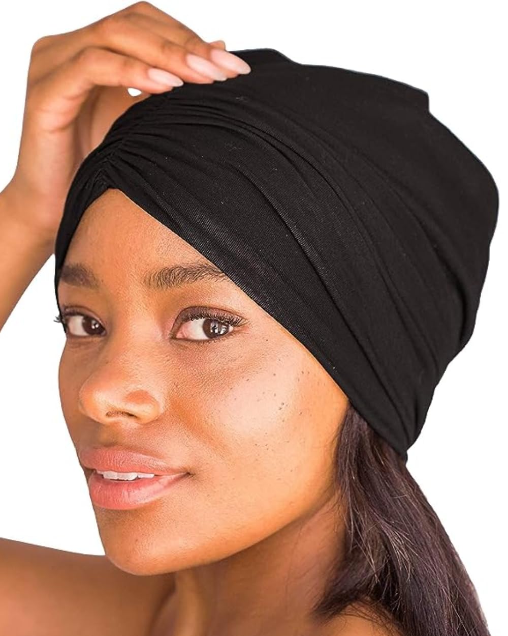 Kitsch Satin Lined Beanie for Women - Satin Beanie Night Cap, Satin Sleep Cap, Slouchy Beanie, Hair Cover for Sleeping, Softer Than Silk Bonnet for Sleeping, Satin Hair Cap Sleep Beanie (Black)