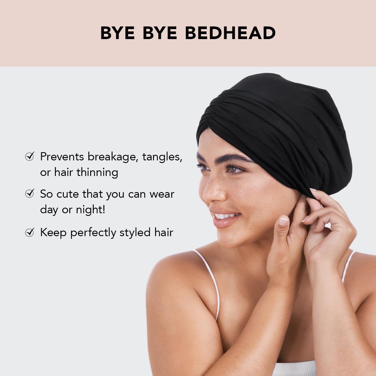 Kitsch Satin Lined Beanie for Women - Satin Beanie Night Cap, Satin Sleep Cap, Slouchy Beanie, Hair Cover for Sleeping, Softer Than Silk Bonnet for Sleeping, Satin Hair Cap Sleep Beanie (Black)