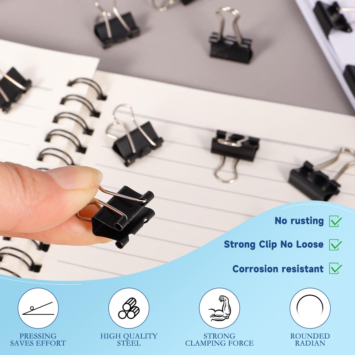 240 Pack Mini Binder Clips, Black Binder Clips, Small Paper Clips 15mm 5/8 Inch. Micro Size Office Clips for Home School Office and Business (15mm 5/8 Inch-240 PCS)