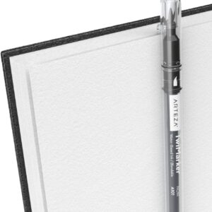 Arteza Sketch Book, 9x12-inch, 2-Pack, Black Drawing Pads, 200 Sheets Total, 68 lb 100 GSM, Hardcover Sketchbook, Spiral-Bound, Use with Pencils, Charcoal, Pens, Crayons & Other Dry Media