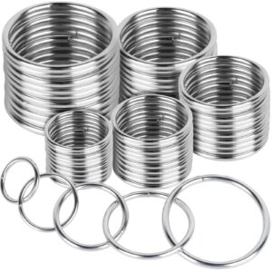 fandamei metal o ring，50 pcs silver multi purpose metal o ring for macrame, camping, dog leashes, hardware, bags and more craft project - 16mm, 21mm, 25mm, 32mm, 38mm