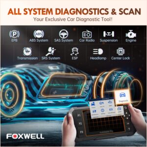 FOXWELL Car Scanner NT624 Elite All System OBD2 Scanner Diagnostic Tool 8 Reset Code Reader ABS/SAS/TPS/Oil/EPB/BRT Scanner for Car Free Update Car Diagnostic Scanner for All Cars with Battery Test