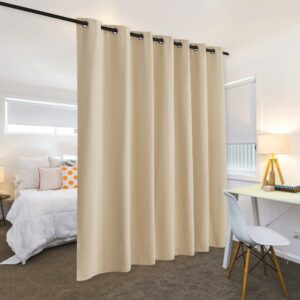 RYB HOME White Curtains & Drapes - Heavy Duty Room Darkening Grommet Curtains Vertical Blinds Room Divider Curtain for Bedroom Backdrop Parlor Living Room, W 100 x L 108, Biscotti Beige