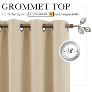 RYB HOME White Curtains & Drapes - Heavy Duty Room Darkening Grommet Curtains Vertical Blinds Room Divider Curtain for Bedroom Backdrop Parlor Living Room, W 100 x L 108, Biscotti Beige