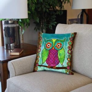 Toland Home Garden Rainbow Owl 18 x 18 Inch Indoor, Pillow, Case (2-Pack)