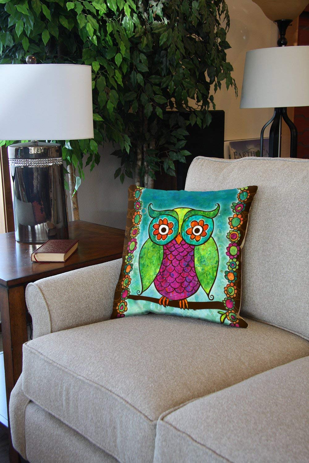 Toland Home Garden Rainbow Owl 18 x 18 Inch Indoor, Pillow, Case (2-Pack)