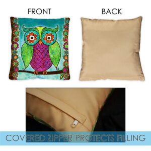 Toland Home Garden Rainbow Owl 18 x 18 Inch Indoor, Pillow, Case (2-Pack)