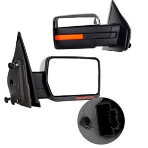 cciyu tow mirrors car mirrors rh lh chrome towing mirrors compatible with 2004-2014 for ford for f150 truck 1997-1999 for ford for f-250 with power adjusted heated turn signal puddle light