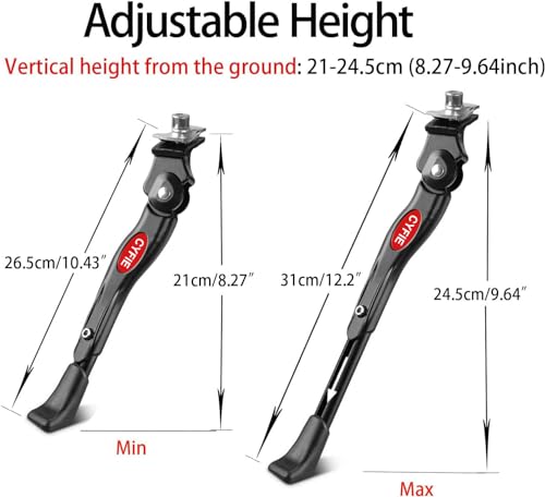 Cyfie Bike Kickstand for 16 18 20 Inch Kids Adjustable Center Mount Bicycle Kickstands Bike Stand for 16-20inch Wheel Mountain Bike/Road Bicycle/Adult Bike/Sports Bike, Aluminum Alloy