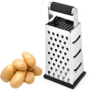 fiamer box cheese grater & shredder chopper four-sided grater peeler kitchen box vegetable fruit cucumber carrot cheese salad melon planing slip handle easy to clean, dishwasher safe