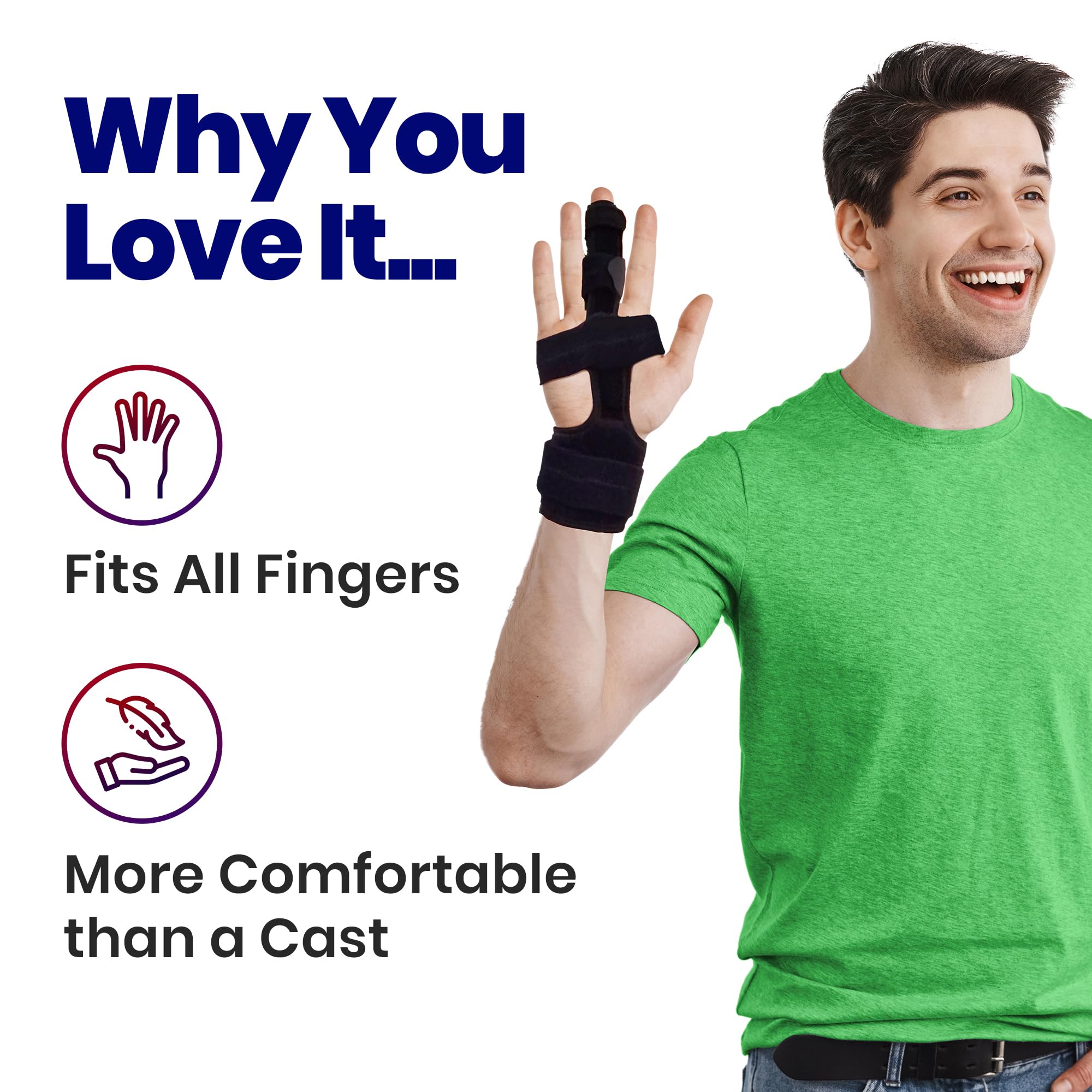 Trigger Finger Splint Middle Finger Brace | Middle Finger Splint For Broken or Fractured Middle Finger, Arthritis, Tendonitis, Tenosyvitis | Mallet Trigger Finger Straightener Immobilizer | S/M