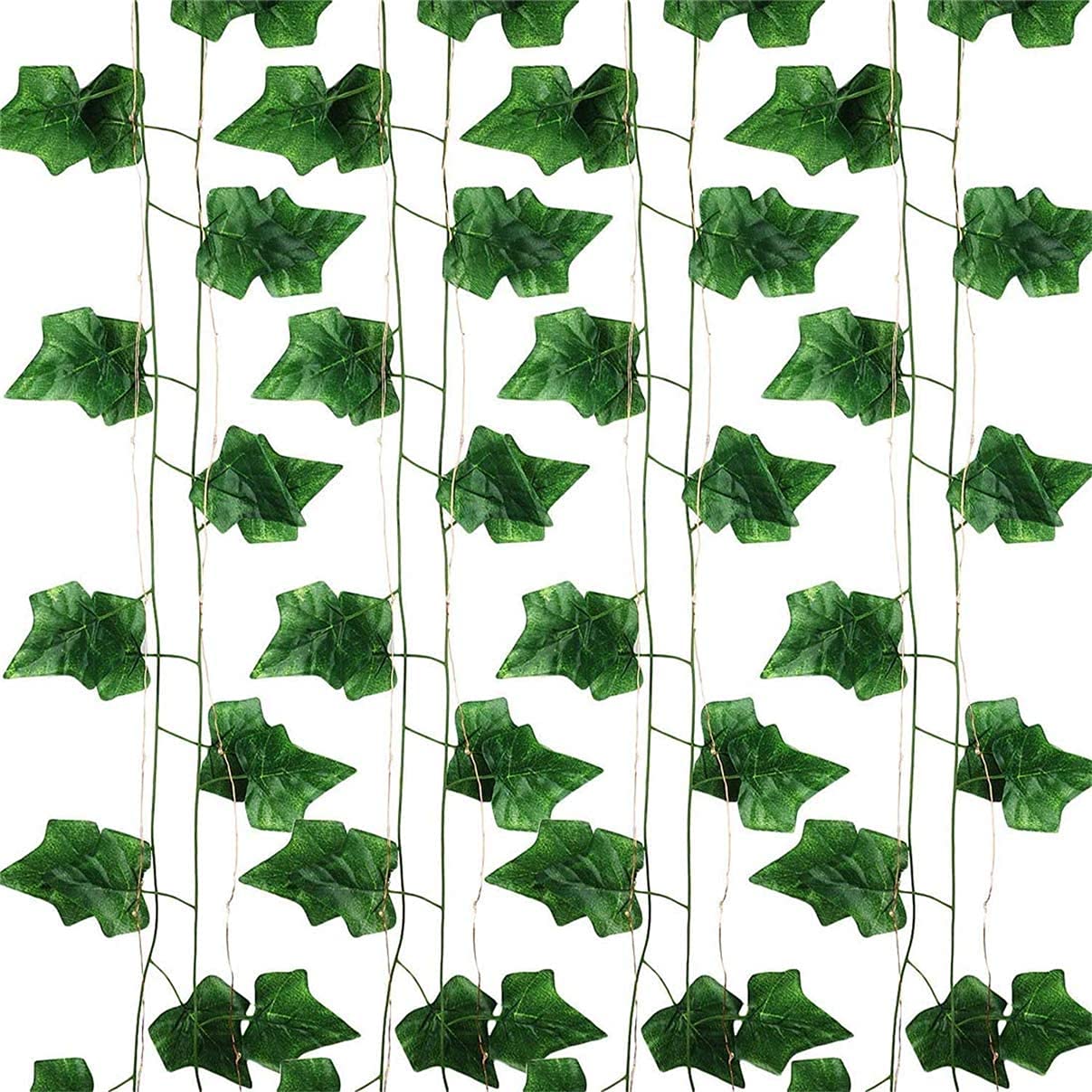 12 Pack Fake Vines for Room Decor with 100 LED String Light Artificial Ivy Garland Hanging Plants Faux Greenery Leaves Bedroom Aesthetic Decor for Home Garden Wall Wedding