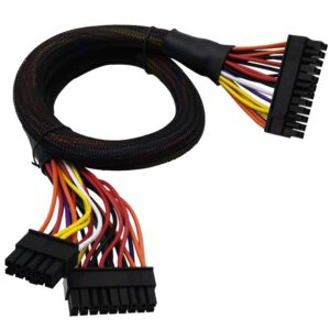 comeap 24 pin atx cable for corsair sfx rmx rmi sf hx series psus, 18 pin + 10 pin to 24 pin atx psu power adapter sleeved 24.8-inch(63cm)