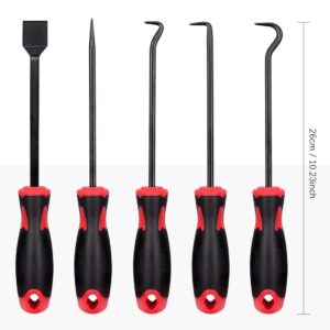 Swpeet 9Pcs Long Hook Set with Magnetic Telescoping Tool Kit, Precision Scraper Gasket Scraping Hose Removal Puller Hook Perfect for Automotive and Electronic Tools