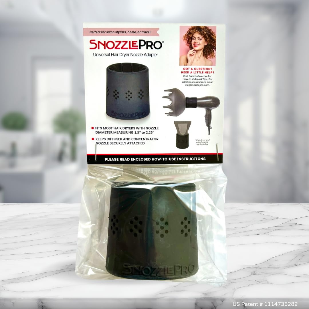 SnozzlePro Universal Hair Dryer Attachment Nozzle Adapter for Xtava Black Orchid Diffuser, Curly Hair Dryer Diffuser, Concentrator Nozzle Replacement, Fits Most Nozzle Diameters from 1.5” to 2.25”