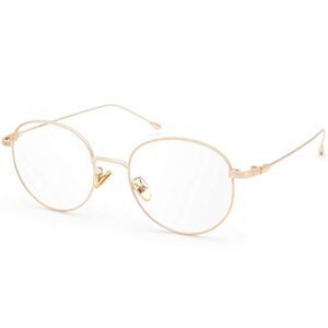 livho blue light blocking glasses, retro round fake eyeglasses frames anti uv ray filter computer gaming glasses women (rose gold frame,transparent lens)