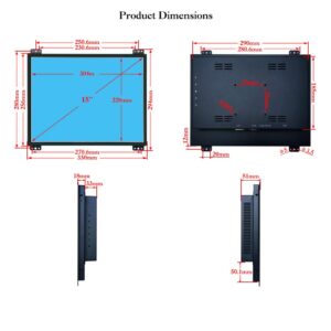 iChawk 15'' inch PC Display 1024x768 4:3 DVI VGA USB Power On Boot Metal Shell Embedded Open Frame Industrial Four-Wire Resistive Touch LCD Screen Monitor with Quick Easy Installation K150MT-DR