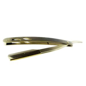 Sicastar® Stainless Steel Straight Edge Barber Shaving Razor Folding Straight Razor Single Edge Replaceable Blades fit for All of Double Edge Razor Blades (Gold)