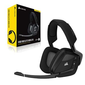 CORSAIR VOID RGB ELITE Wireless Gaming Headset – 7.1 Surround Sound – Omni-Directional Microphone – Microfiber Mesh Earpads – Up to 40ft Range – iCUE Compatible – PC, Mac, PS5, PS4 – Carbon