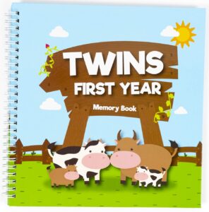 great newborn twins by unconditional rosie | a beautiful baby memory book for documenting their first year | gorgeous and perfect baby twin gifts - cows edition | twins baby items that you'll love