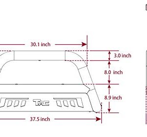 TAC Bull Bar Fits 2019-2023 Ford Ranger Truck Pickup 3” Texture Black Front Bumper Grille Guard Brush Guard Off Road Accessories