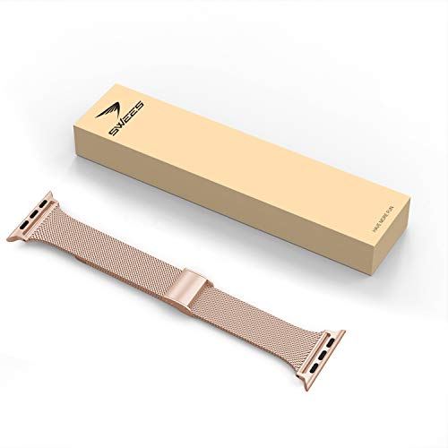 SWEES Compatible with Apple Watch Bands 41mm 38mm 40mm 42mm 44mm 45mm, Stainless Steel Metal Narrow Slim Thin Replacement Compatible for iWatch Series 9 8 7 6 5 4 3 2 1 SE Women, Rose Gold