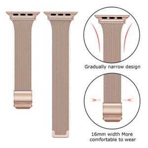 SWEES Compatible with Apple Watch Bands 41mm 38mm 40mm 42mm 44mm 45mm, Stainless Steel Metal Narrow Slim Thin Replacement Compatible for iWatch Series 9 8 7 6 5 4 3 2 1 SE Women, Rose Gold