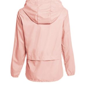 Avoogue Raincoat Women Lightweight Waterproof Fishing Rain Jackets Packable Outdoor Hooded Windbreaker (Pink XL)