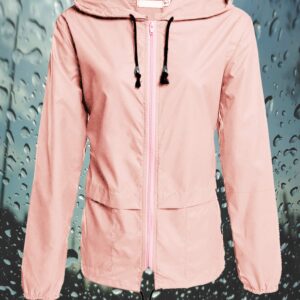 Avoogue Raincoat Women Lightweight Waterproof Fishing Rain Jackets Packable Outdoor Hooded Windbreaker (Pink XL)