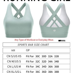 RUNNING GIRL Sports Bra for Women, Criss-Cross Back Padded Strappy Sports Bras Medium Support Yoga Bra with Removable Cups(WX2353D.Green.L)