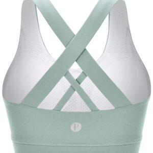 RUNNING GIRL Sports Bra for Women, Criss-Cross Back Padded Strappy Sports Bras Medium Support Yoga Bra with Removable Cups(WX2353D.Green.L)